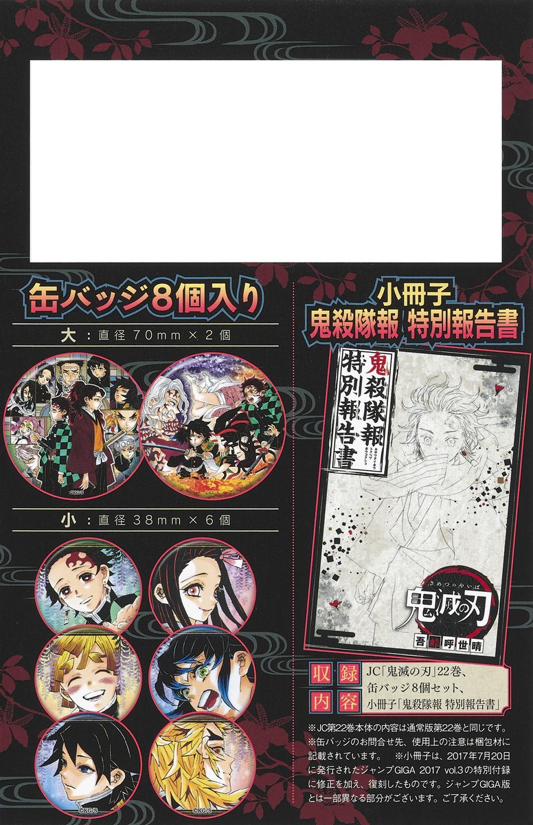 鬼滅の刃 22巻 缶バッチ・小冊子付き特装版／吾峠 呼世晴 | 集英社 ...